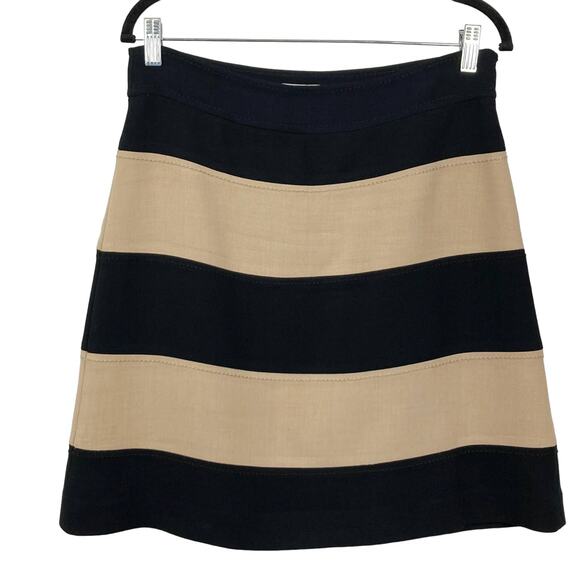 KATE SPADE Skirt 10 Stripe Cream Black Wool blend A-Line Stitch-Detail ”Clemonce - Picture 2 of 9